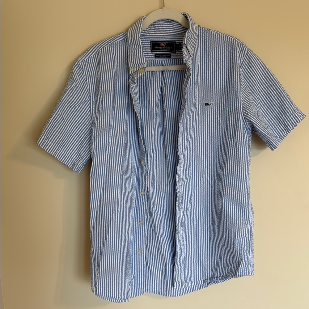 VV Seersucker Slim Fit Whale Shirt SZ MED